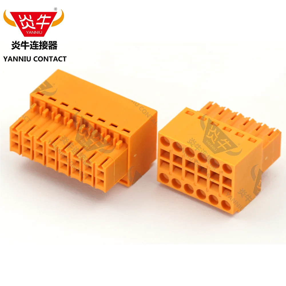 50Pcs KF2EDGKE 3.5 2P ~ 12P FEMALE PCB CONNECTOR PLUGGABLE PLUG-IN Double Row  BLOCKS  Orange PHOENIX CONTACT YANNIU KEFA