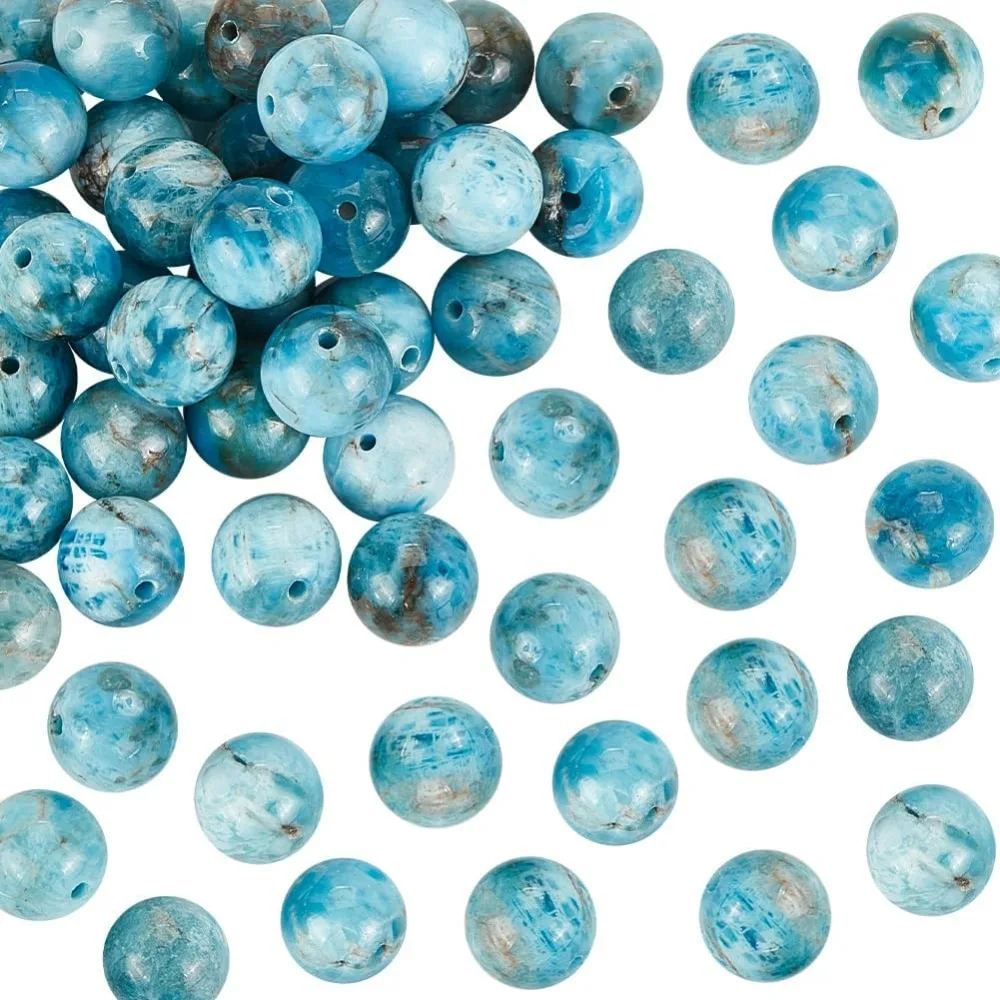 48~50pcs Apatite Beads 8mm Ocean Blue Apatite Beads Gemstone Beads Stone Round Loose Beads for Bracelet