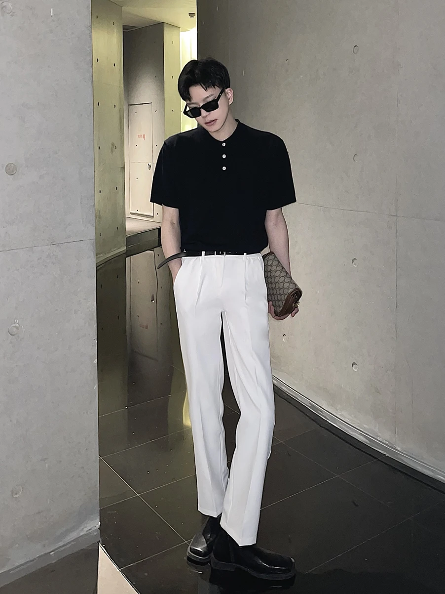 

Мужские повседневные брюки Ele White свободного прямого кроя, немнущиеся, не требующие глажки, модные прямые брюки-костюмные штаны