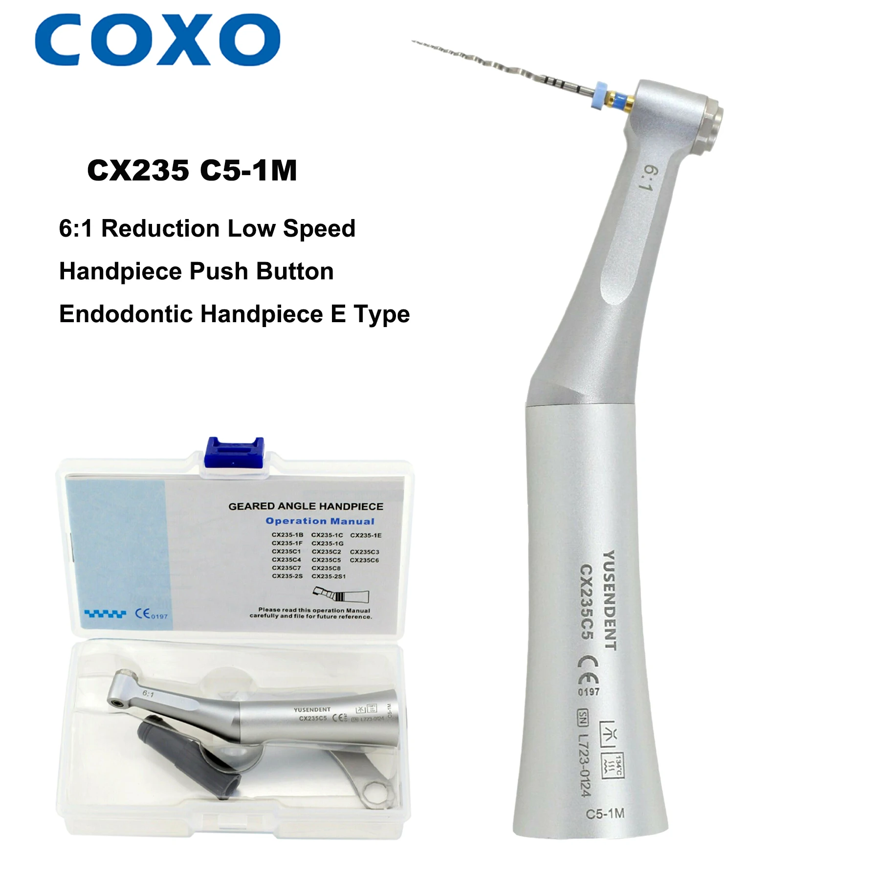 COXO Dental 6:1 Reduction Low Speed Handpiece Push Button Endodontic Handpiece E Type Dental Tools Fit Dentsply Sirona Motor