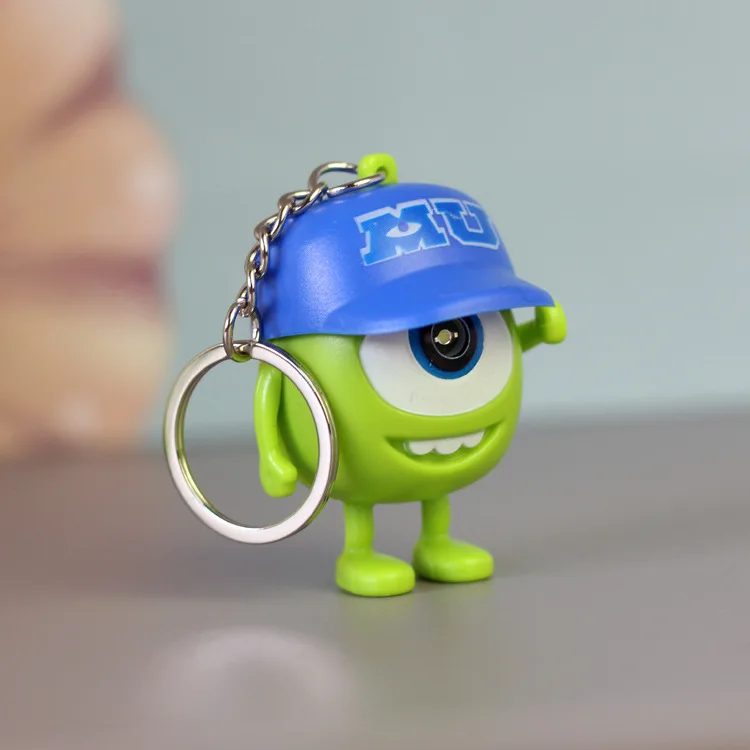 Disney Anime Figure Sulley Mike Keychain PVC Model Cartoon Luminous LED Key Ring Kids Toys Key Chain Christmas Gifts