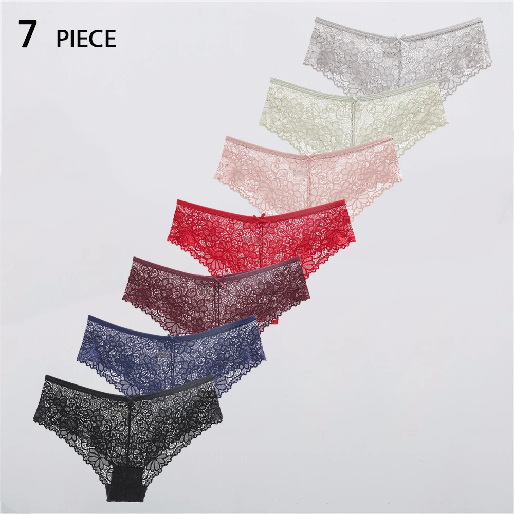 

Panties for Woman Underwear Sexy Lace Breathable Female Panty Transparent Brief Girl Underpants Set M-XXL 7 Pcs/lot