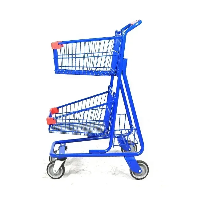 2026/Supermarket American style metal two basket shopping trolley