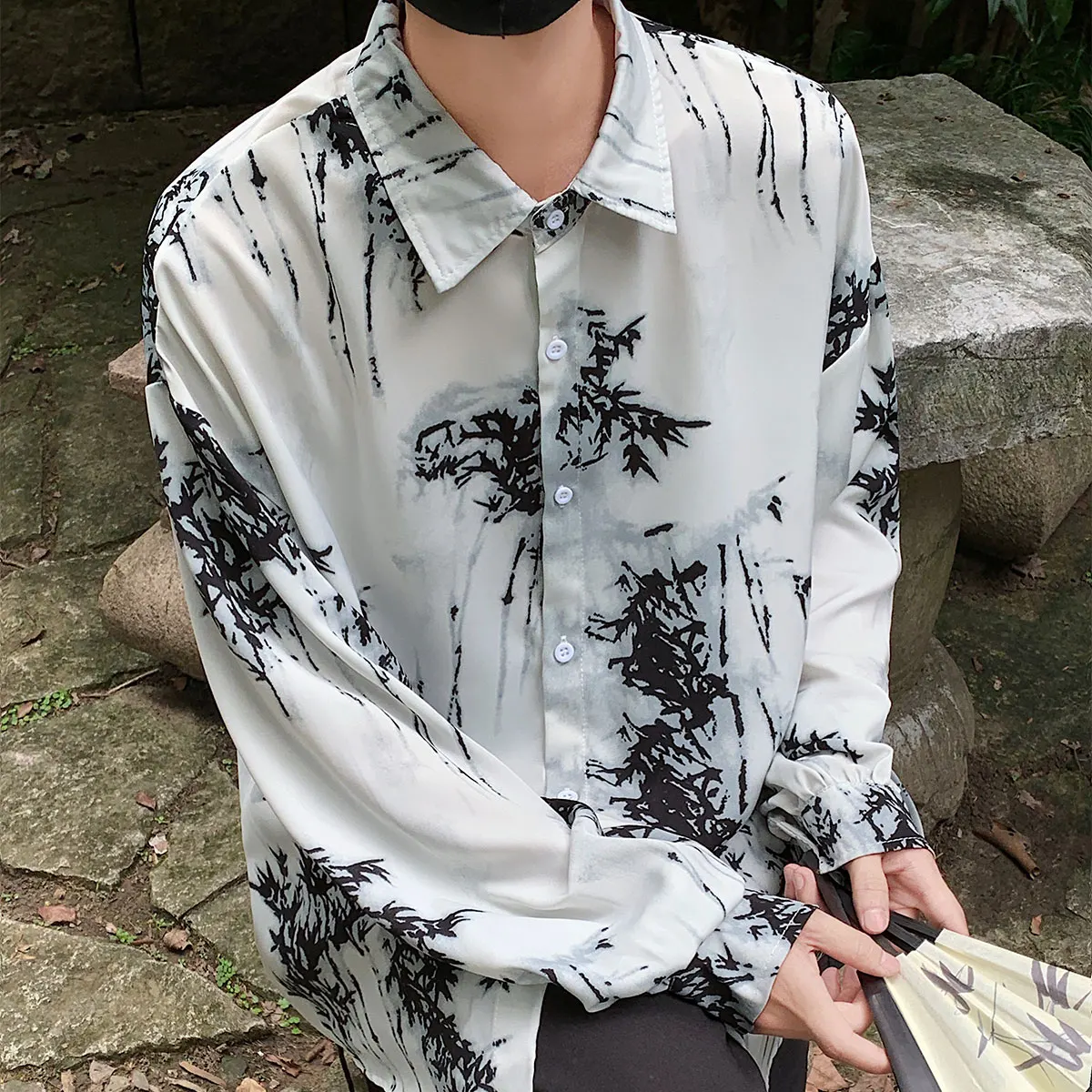 

Chinese Style Ice Silk Casual Men's Shirts Clothing Long Sleeves Shirts Man Social Long Sleeve Shirt For Men Cool Things 2024