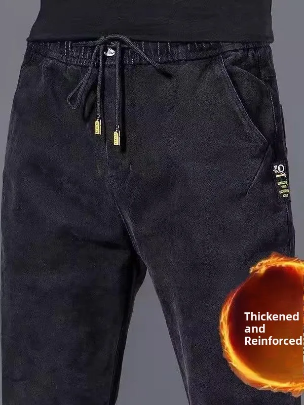 

Thiened Fce Lined Men's Jeans Winter Workwear Resistant Large Size Labor Protection Pants Auto Repairing Workwear