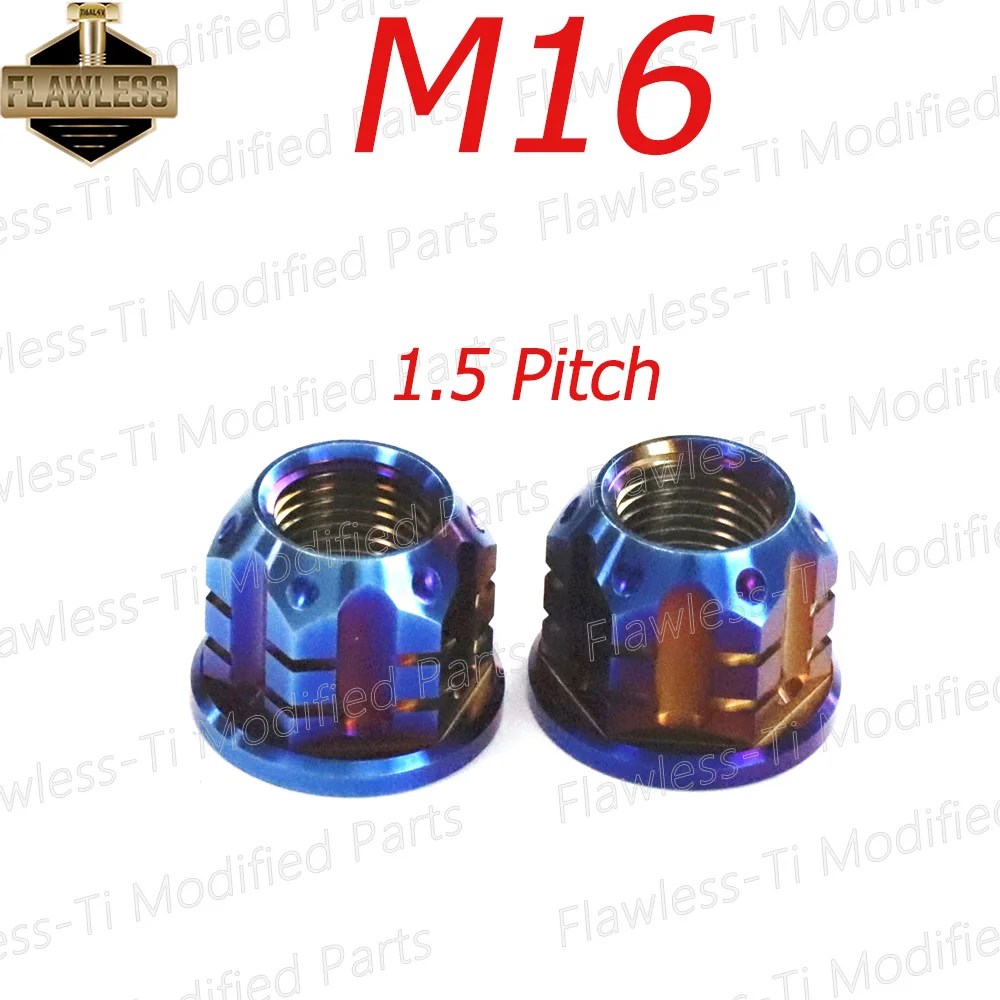 FLAWLESSTI Gr5 Titanium Rear Axle CNC Nut M16x1.5 Pitch For Honda Forza 350 ADV 350 PCX 160 Click 160 Xmax 300 Ninja 400