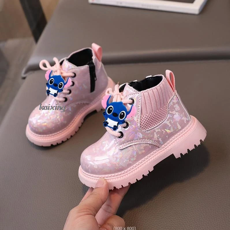 

Lilo And Stitch Toddler Girls' Autumn Fashion Minnie Boots Korean Style Princess Short Boots Children's Student Snow Girls Boots