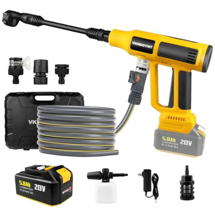 

Cordless Pressure Washer with Faucet and Garden Hose Connector 5.0Ah Battery 2000PSI MAX Portable Pressure Washer with Brushles