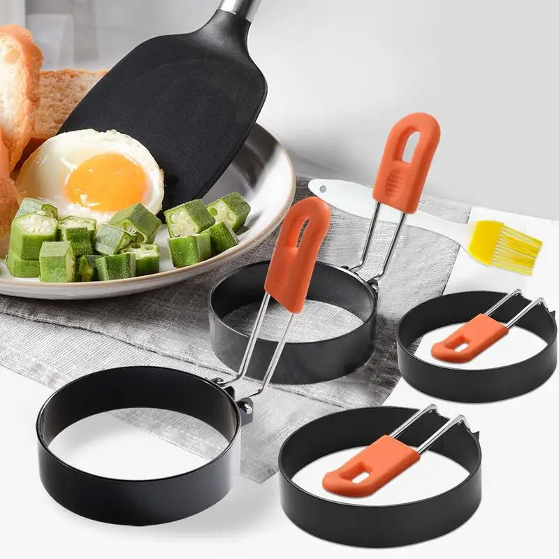 Egg Ring Nonstick Griddle Cooking Shaper Ring Mold Set Of 5 Portable Egg Ring Kitchen Accessories For Breakfast Sandwich Burger