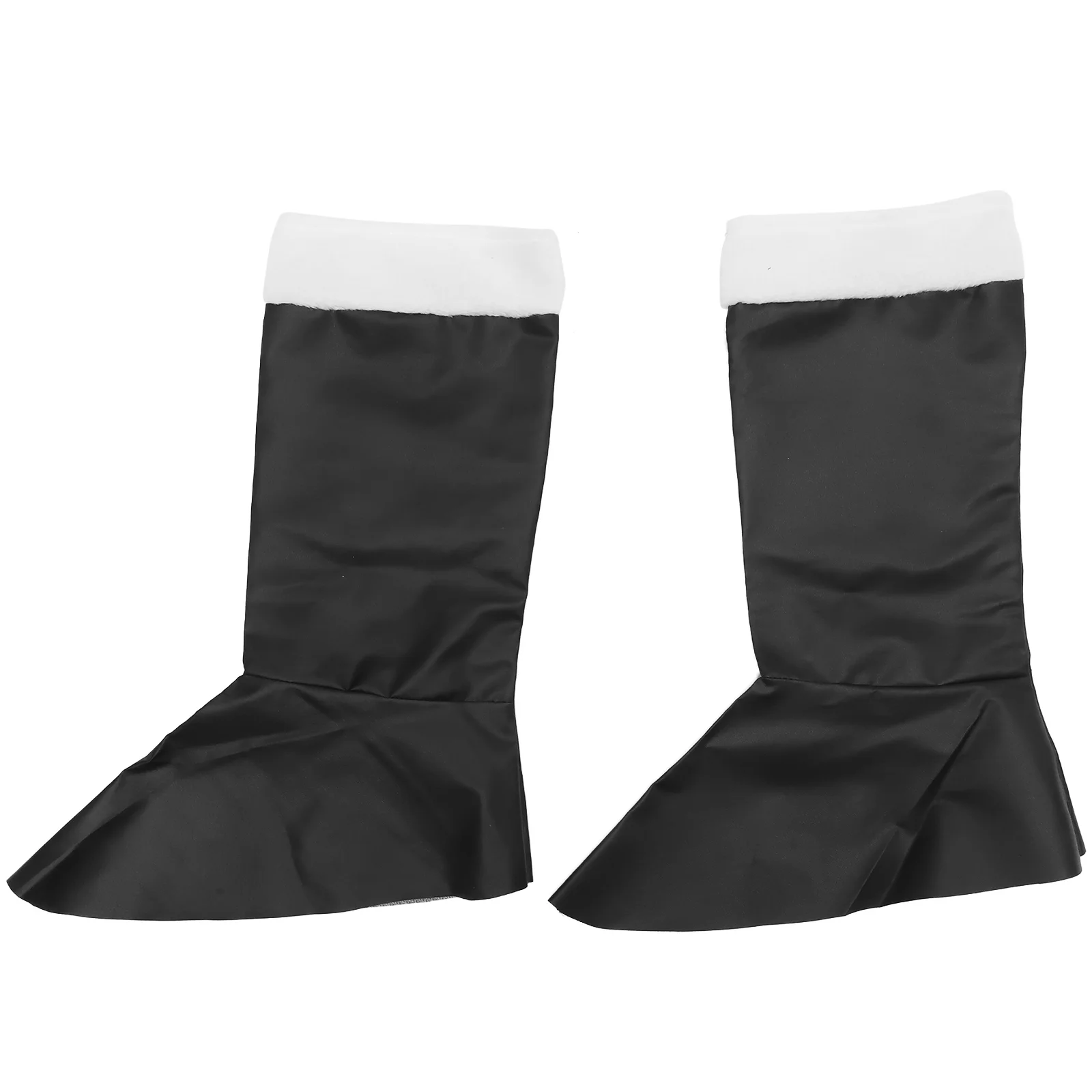 Santa Boot Covers (zwart) Kerst Decoratieve Schoen Bont Laarzen Kerstbenodigdheden Pu Cosplay Cadeau