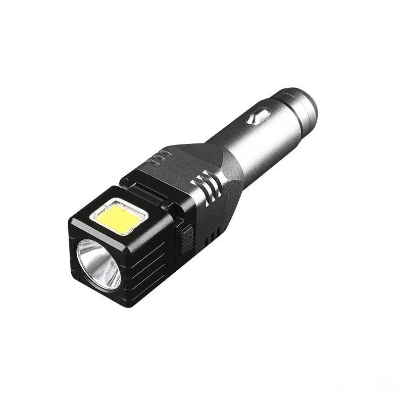 LED Flashlight MINI Car Chargeable Lantern Torch Powerful Lamp Built-in Li-ion Battery Car Cigarette Lighter Socket Light