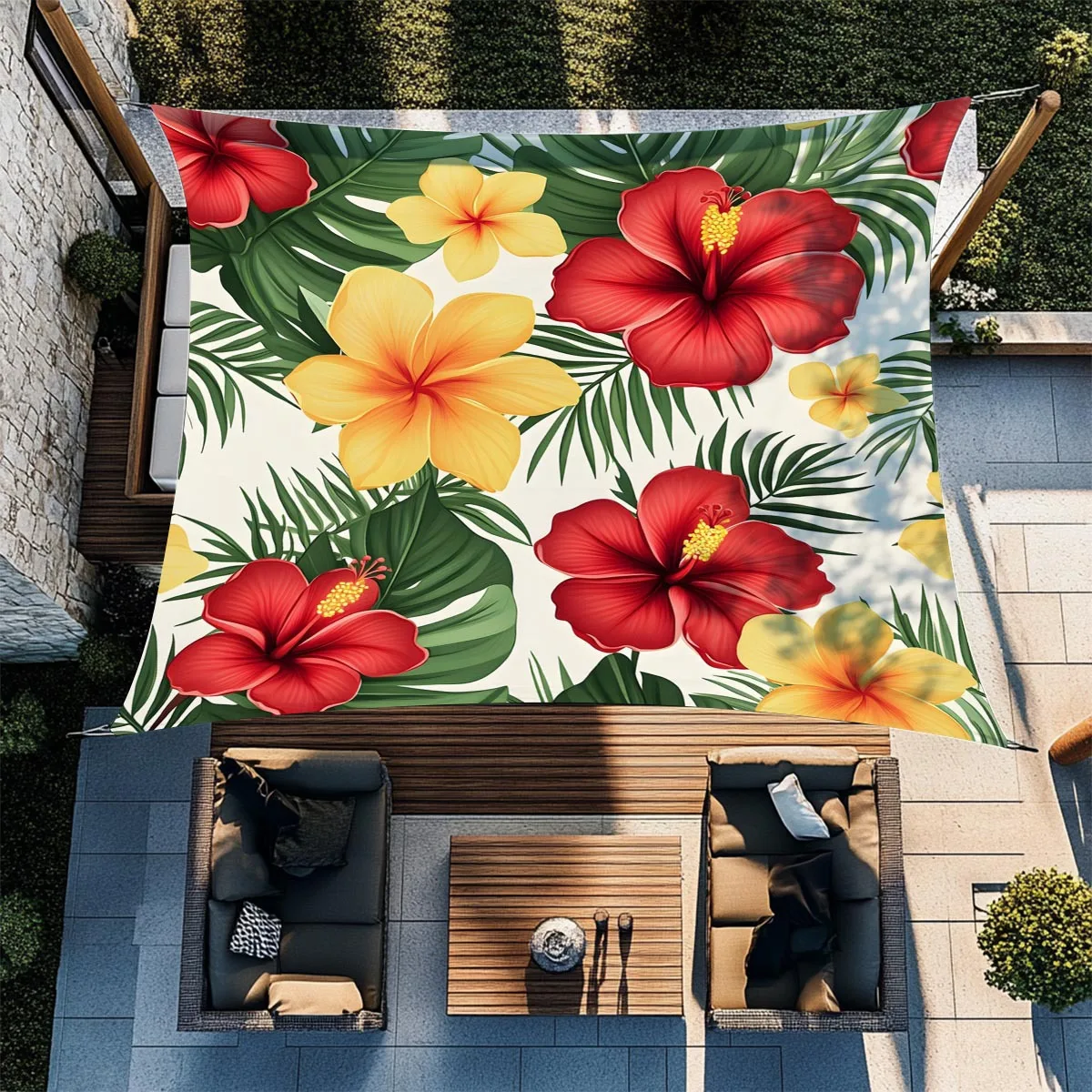 Flowers Camping Sunshade Tent Camping Tarpaulin Picnic Ground Cover Portable Outdoor Camping Tent Terrace Decor Ceiling Cloth