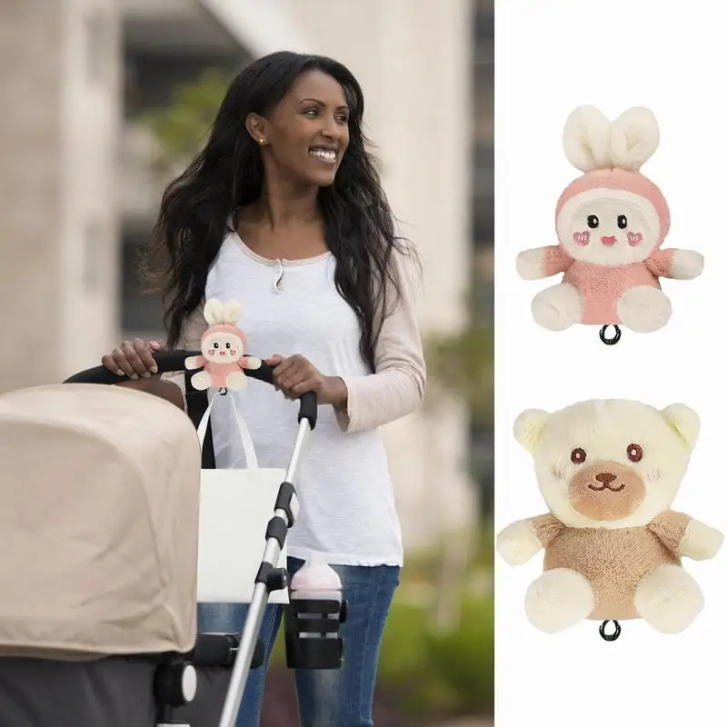 Cartoon Baby Stroller Double Hook Plush Toys Pram Cart Hanging Diaper Organizer Bag Universal Hanger Clip Stroller Accessories