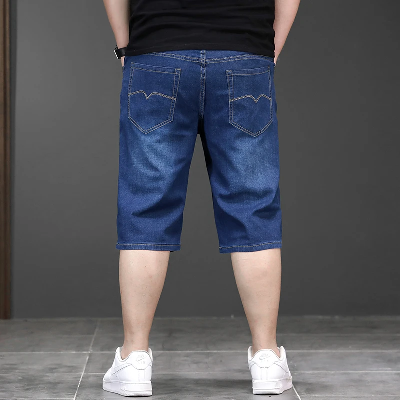 New Summer Denim Short Jeans Men Plus Size M-44 46 48 Fatty Guys Middle Pants Trendy Cowboy Short Pant Male High Quality Brand