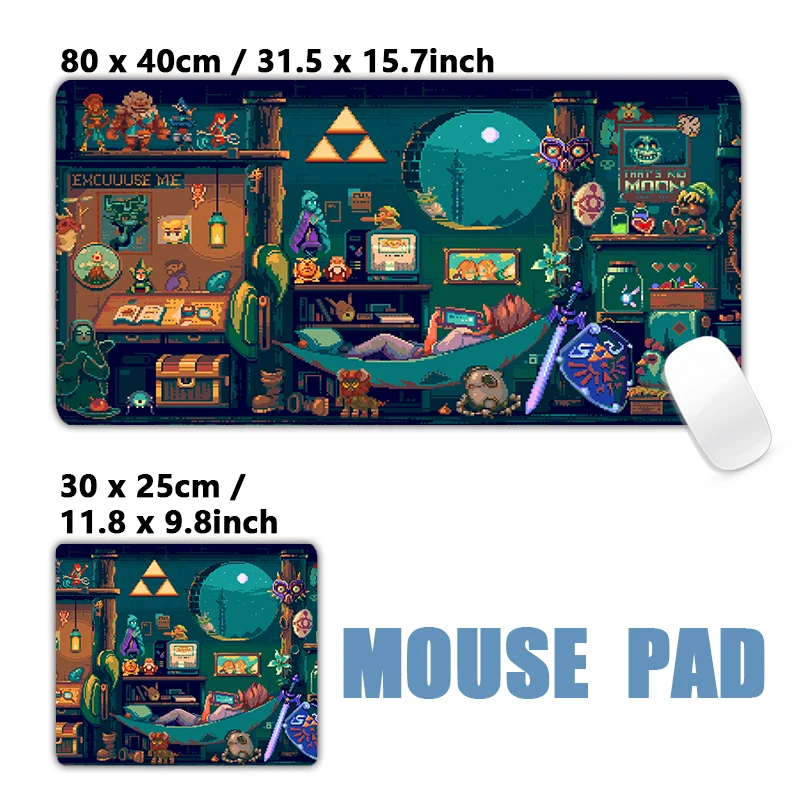 Pixel Design Klassisches Videospiel XXL Großes Mauspad Mousepad XXL Tastatur Schreibtischunterlage Lange Gummi-Schreibtischunterlagen
