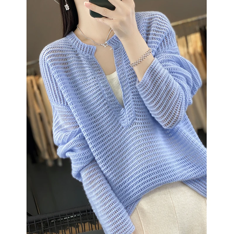 Women's Knitted V-Neck Sweater, Versatile Tops, Wool Underlay Sweater, Versatile Pullover, 100% Pure Wool, Autumn, Winter, New