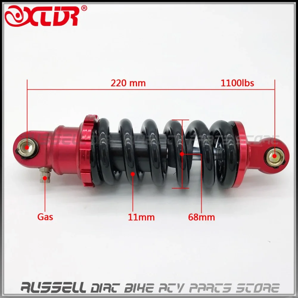 220mm Red Silver Titanium Rear Air Shock Absorber Suspension For Honda Monkey Quad 1100lbs Bike Motocross Dirt Pit Bike ATV