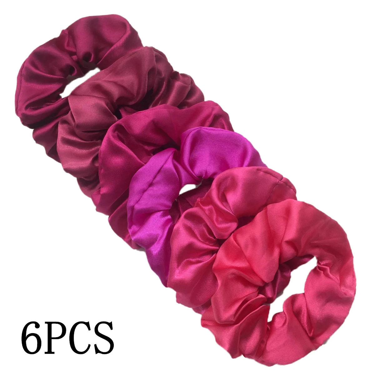 6 stks/partij Haar Scrunchies Bands Scrunchy Ties Touwen Paardenstaart Houder voor Vrouwen of Meisjes Accessoires Satijnen Hoofddeksels Effen 100 Kleur