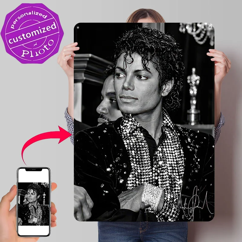 Michael Jackson Portrait 3D Texture Printed Poster Custom Vintage Metal Tin Plate Sign for Wall Art Home Decor Ornaments Items