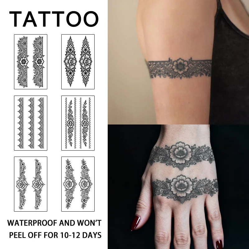 

Водонепроницаемые временные татуировки-наклейки на руку из хны, долговечные водонепроницаемые для одного до двух тижек, для женщин, рука, ладонь, нога