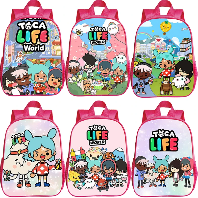 

Girls Pink Backpack Kids Toca Life World Print Kindergarten School Bags 3-6 Years Children Bookbag Preschool Toddler Backapack