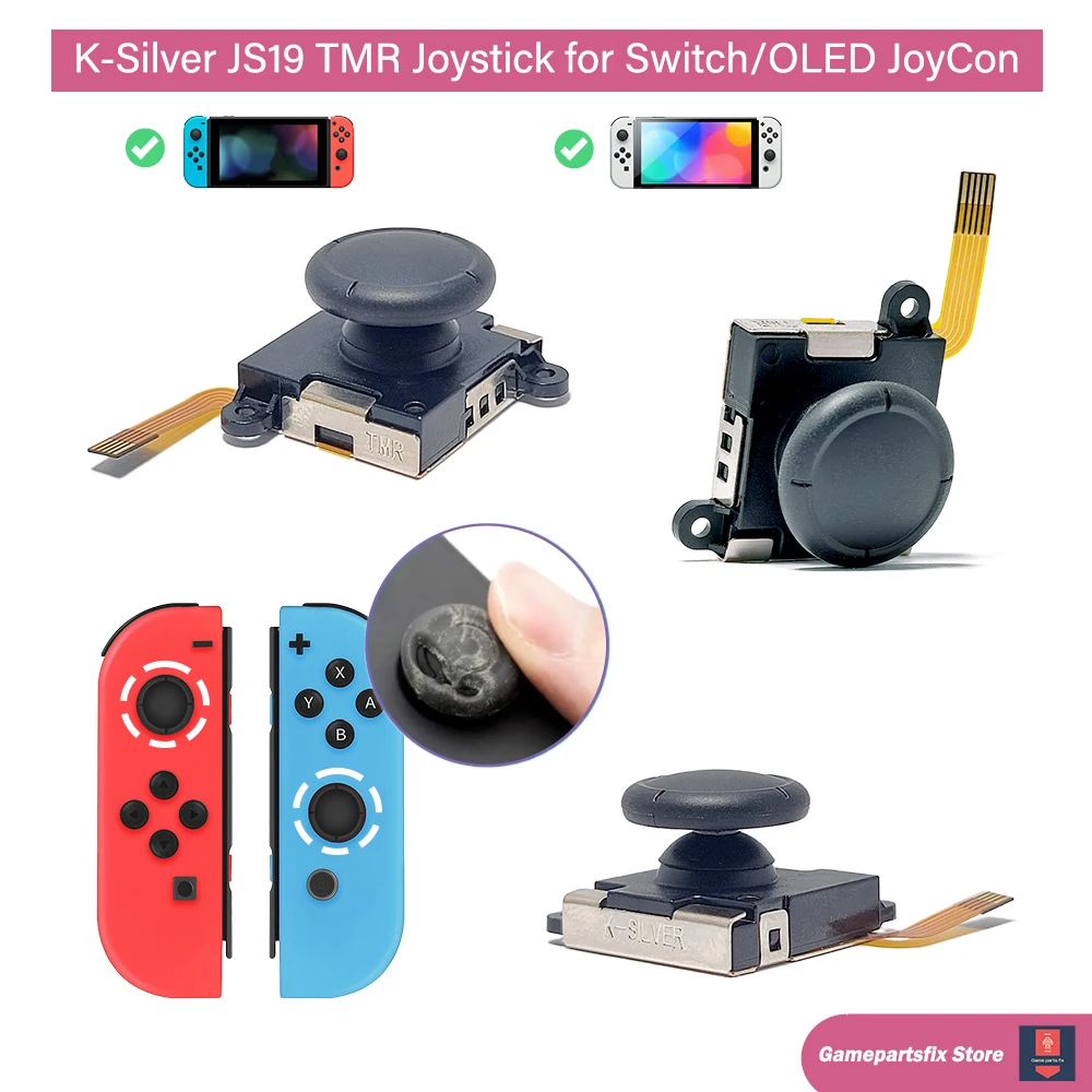 Kép 4: 2/4/10pcs k-silver JS19 TMR Botkormány számára Nintendo Árammegszakító NS OLED joycon számára NS lite Helyettesítés 3D Analóg thumbstick Volfrám Munkaeszköz készlet