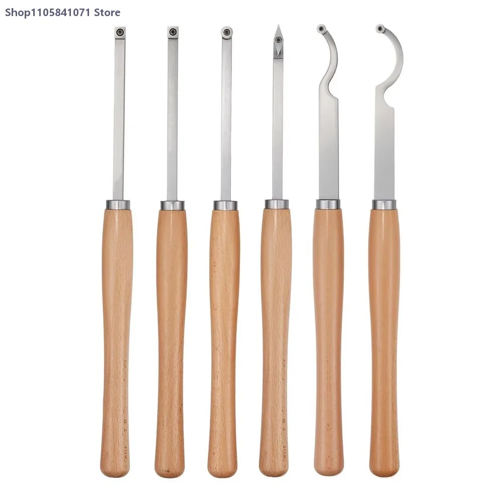 6-Piece HSS Wood Lathe Chisel Set Straight Handle Wood Turning Tools for Woodworking Trimming Machine DIY Craft