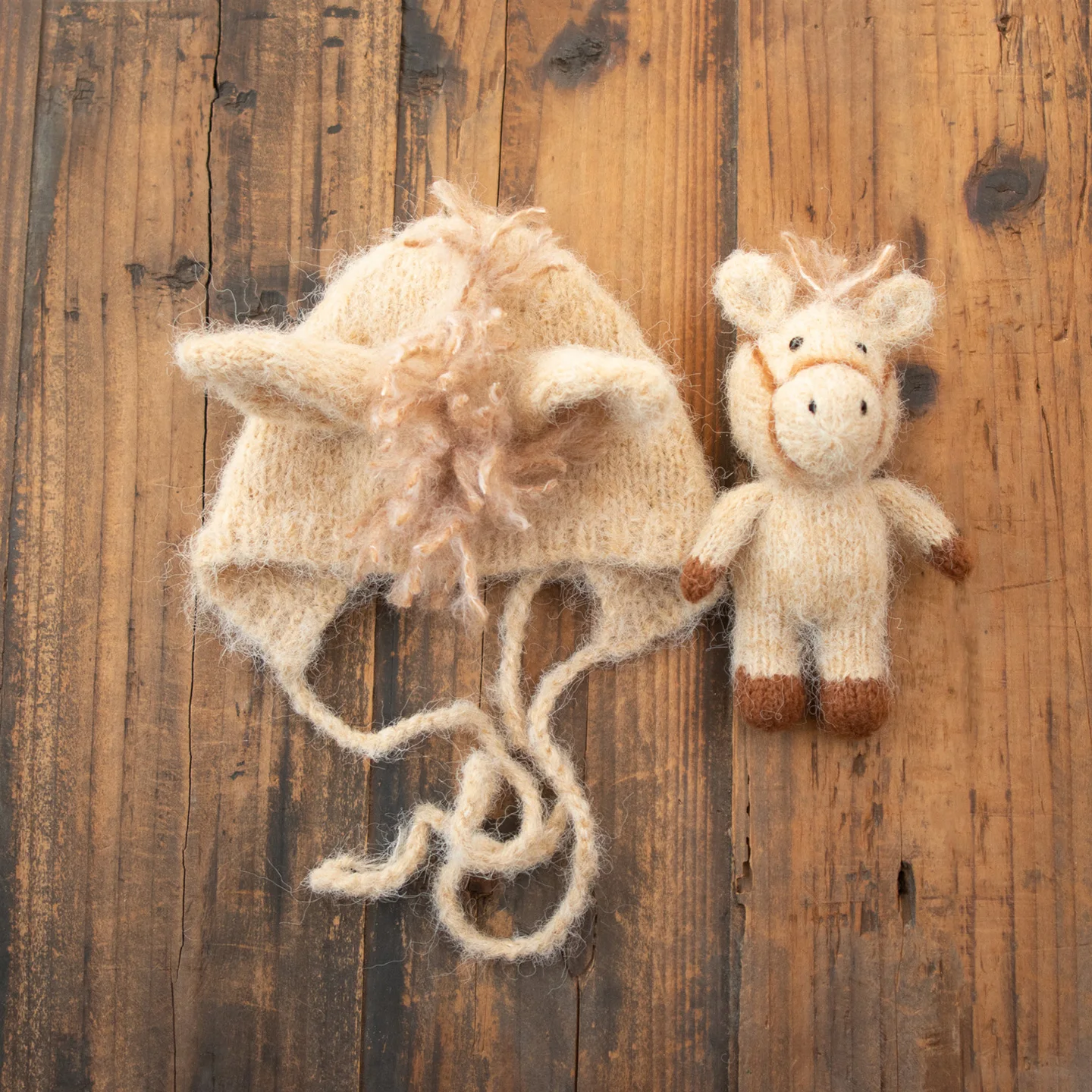 Реквизит для фотосъемки новорожденных, милая вязаная шапка ручной работы с куклой, комплект из 2 предметов, аксессуары для фотодекора для студийной фотосессии