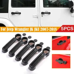 For Jeep Wrangler JK JKU 2007-2018 Liberty Dodge Nitro Car Carbon Fiber Style Exterior Door Handle Moulding Cover Trim Decor
