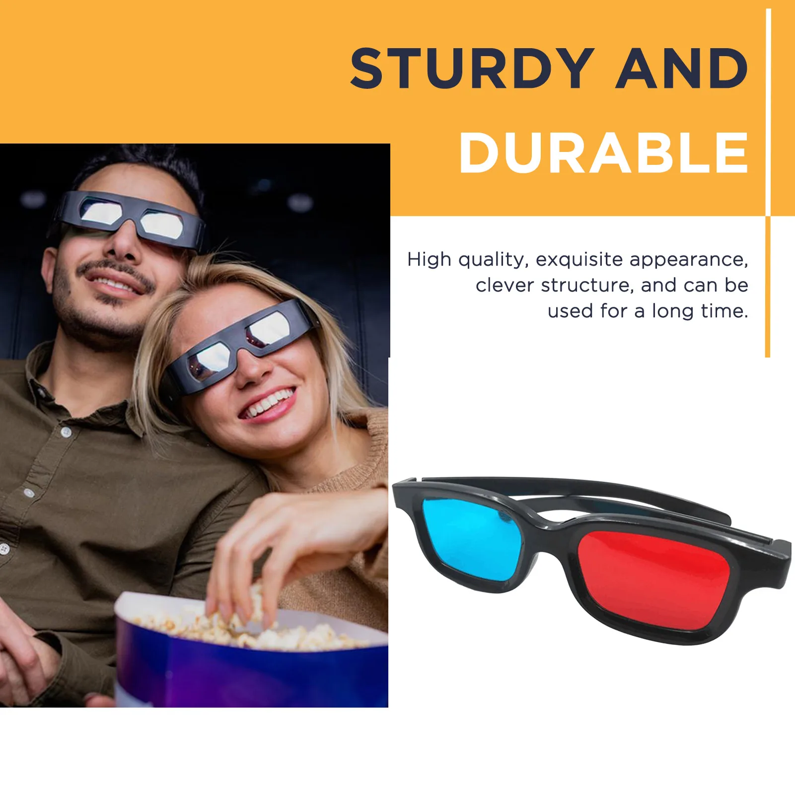 Red Blue 3D Glasses For Movies Anaglyph Cinema PET Lenses 3D Glasses Vintage Animation Red 3D Glasses For Movies Gaming PC