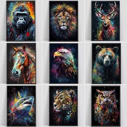 Classic Abstract Wildlife Wall Art Watercolor Shark Lion Tiger Canvas Poster And Print Living Room Bedroom Decor Gifts