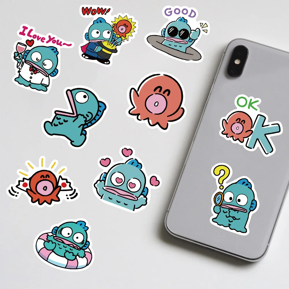 50Pcs Sanrio Sticker Hangyodon Cute Waterproof PVC Sticker for Laptop Guitar Suitcase Skateboard Kawaii Kids Gift