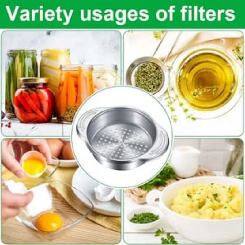 Tuna Can Strainer Stainless Steel Food Can Strainer Double Ear Non-Slip High Temperature Resistant Slag Filter