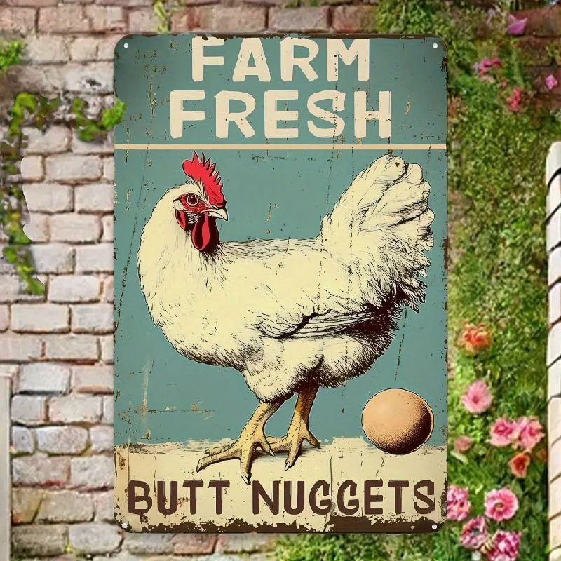 Farm Metal Tin Sign Farm Fresh Butt Nuggets Vintage Tin Sign Chicken Coop Metal Sign Rustic Farmhouse Decor For Kitchen Outdoor