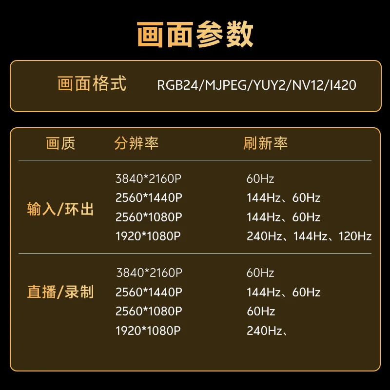 Cross-border new 4K60Hz loop-out 240Hz HDR live broadcast capture education conference recording video capture card
