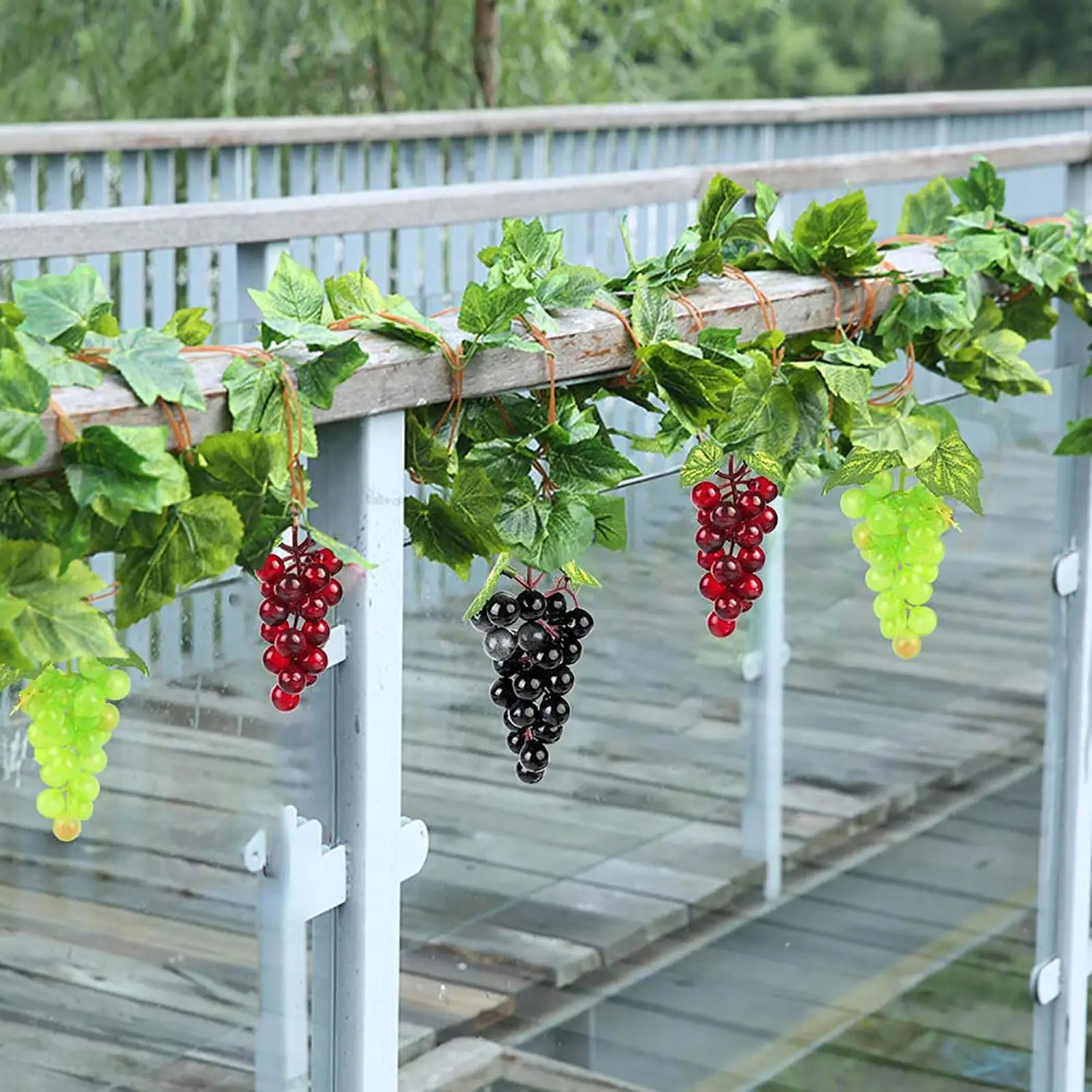 Clágulo de uvas artificiales, fruta Artificial, uva simulada, picotes de plástico, racimo de uvas falsas para decoración del hogar