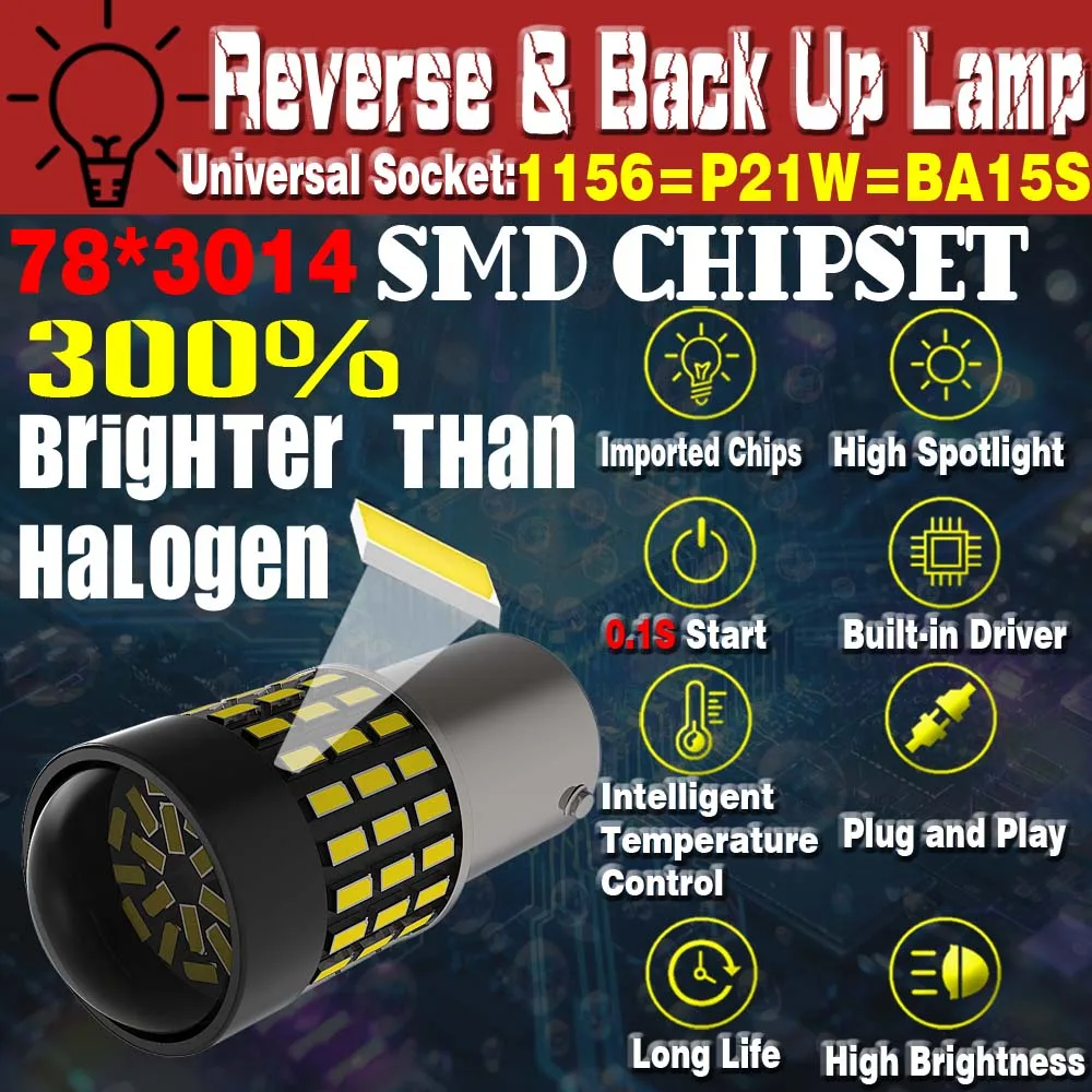 2pcs P21W 1156 BA15S 5008 7506 R5W R10W LED Canbus Backup Lamp For Toyota Corolla Hilux Aygo Verso Chr Yaris Auris Avensis T25