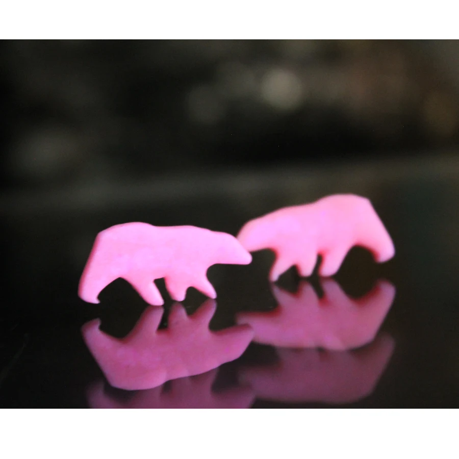 Polar Bear Earrings Glow in The Dark Ear Stud For Women Fine Jewelry Pink Sea Bear Eardrop Hemispherical Beads