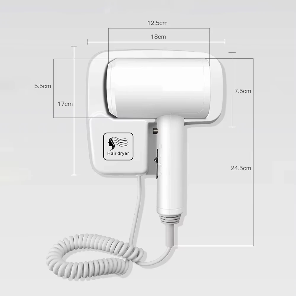 220V Wall Mounted HairDryer Professional Constant Temperature Dryer Hotel Bathroom Hair Dryers  with Holder Base Free Punching