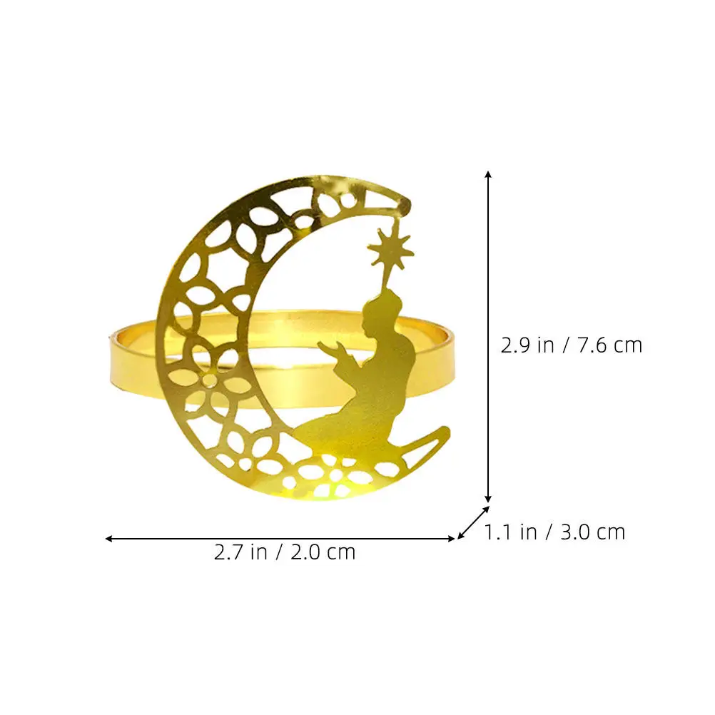 6Pcs Decorative Metal Napkin Rings with Lovely Moon Pattern Banquet Napkin Holder for Formal Events Casual Gatherings Holiday