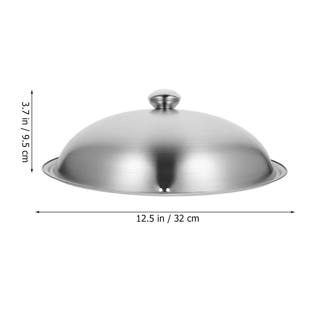 Stainless Steel Pot Lid 32cm Sandblasted Cover for Stockpot Wok Steamer Anti Hot Handle Kitchen Cookware