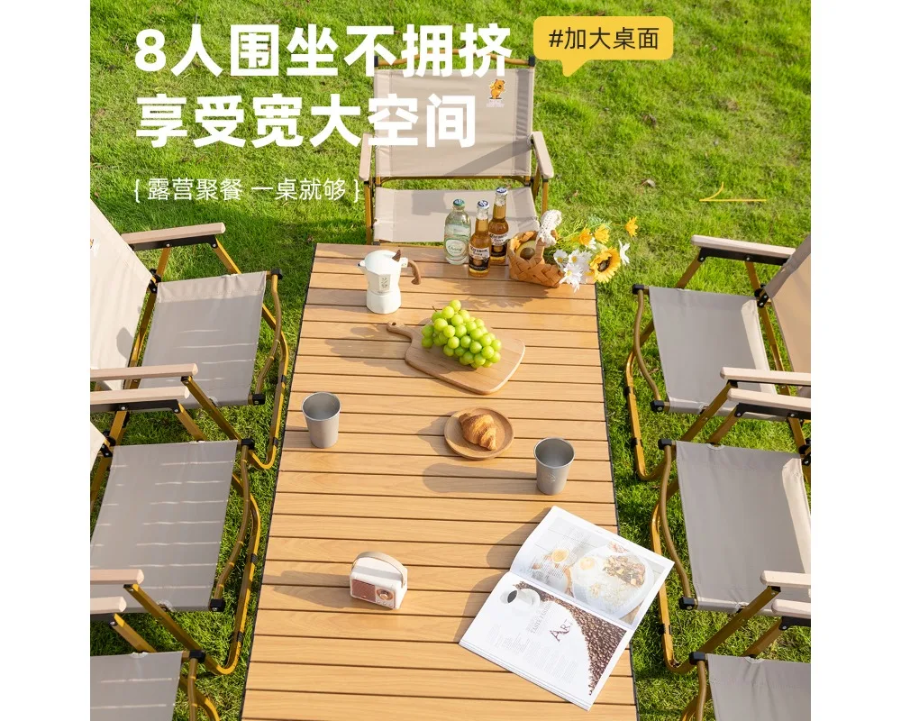 

Thickened carbon steel outdoor folding table and chairs egg roll camping barbecue camping stall table