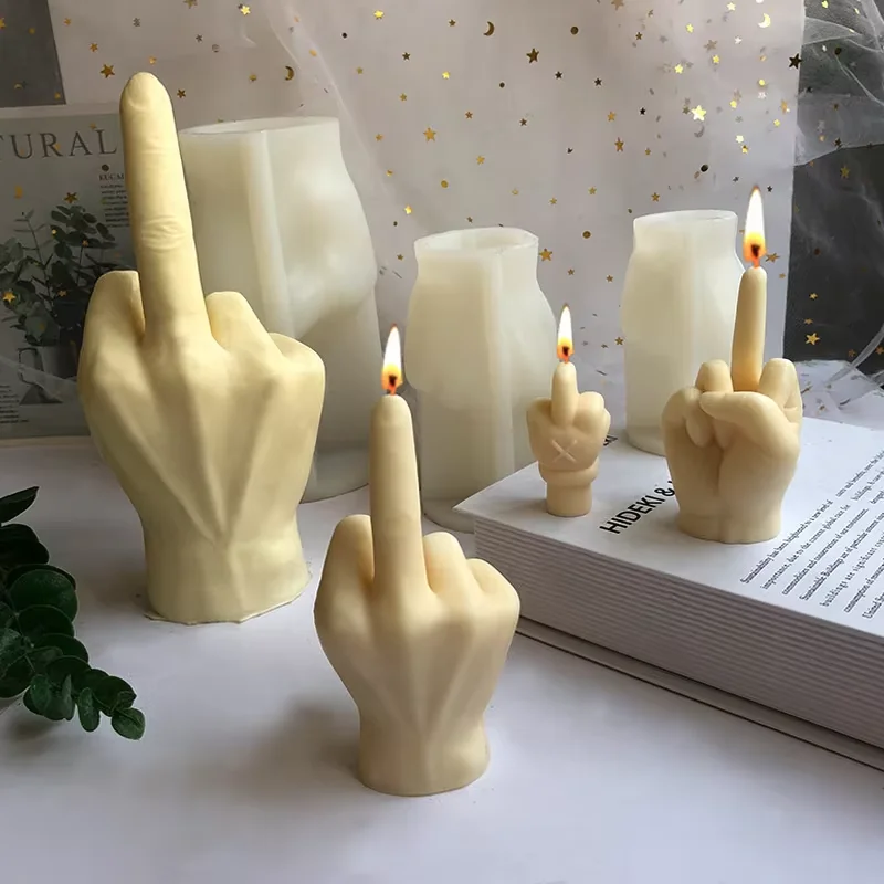 Middle Finger Gesture Silicone Candle Mold - Hand Shaped Resin Casting Mold For Funny Candle Making