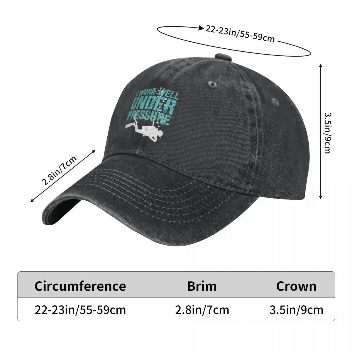 I Work Well Under Pressure Baseball Caps Peaked Cap Dive Scuba Diving Sun Shade Hats For Men