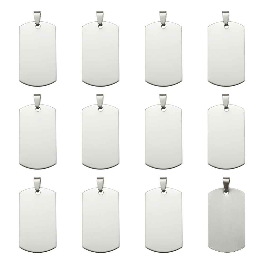 50pcs 201 Stainless Steel Rectangle Blank Stamping Tag Pendants with Snap on Bail for DIY Jewelry Making Necklace Accessories