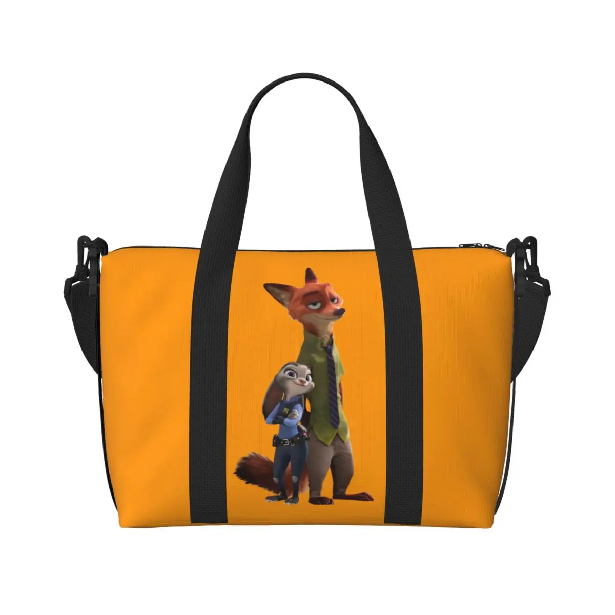 

Женская большая сумка Zootopia на заказ, большая вместительная дорожная сумка Джуди и Ника, пляжная спортивная сумка на плечо