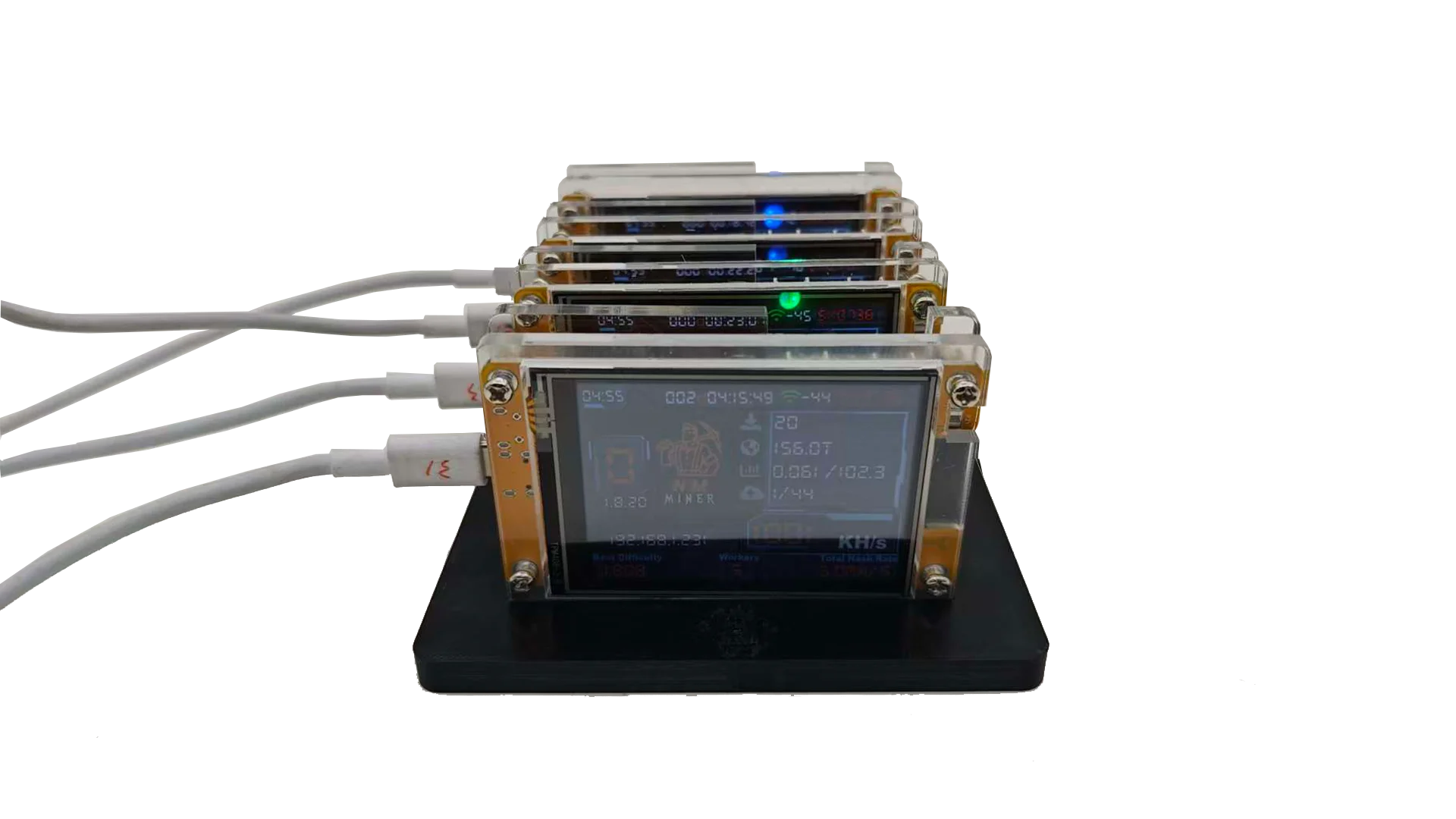 4x NerdMiner V2 NMMiner 4 pezzi ESP-2.8 pollici Smart Screen Lucky Miner Hashrate Modulo 980k h/s Crypto Solo Lottery Miner V2 N