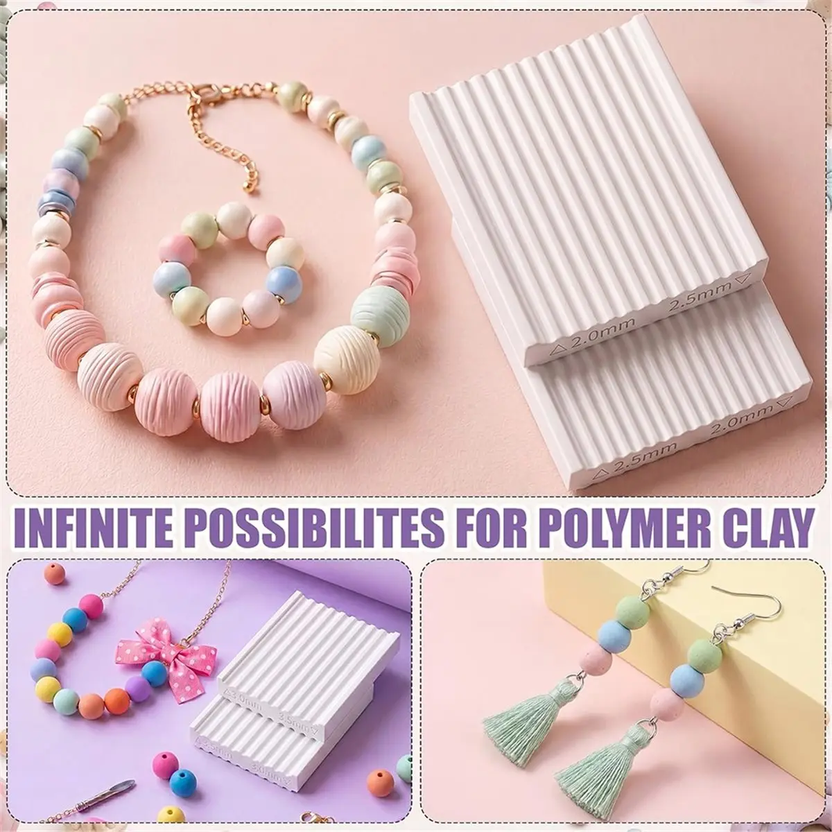 6 Pcs Polymer Clay Bead Roller Tool, 6 Sizes Clay Roller Set Round Beads Maker for Crafting Uniform Round Beads