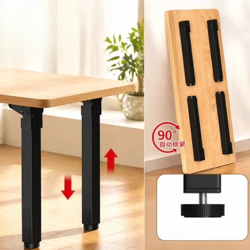 4Pcs Adjustable Folding Table Legs Self Locking 90° Furniture Support Feet Leveling Foot Pad for Coffee Table Mount Desk Cabinet