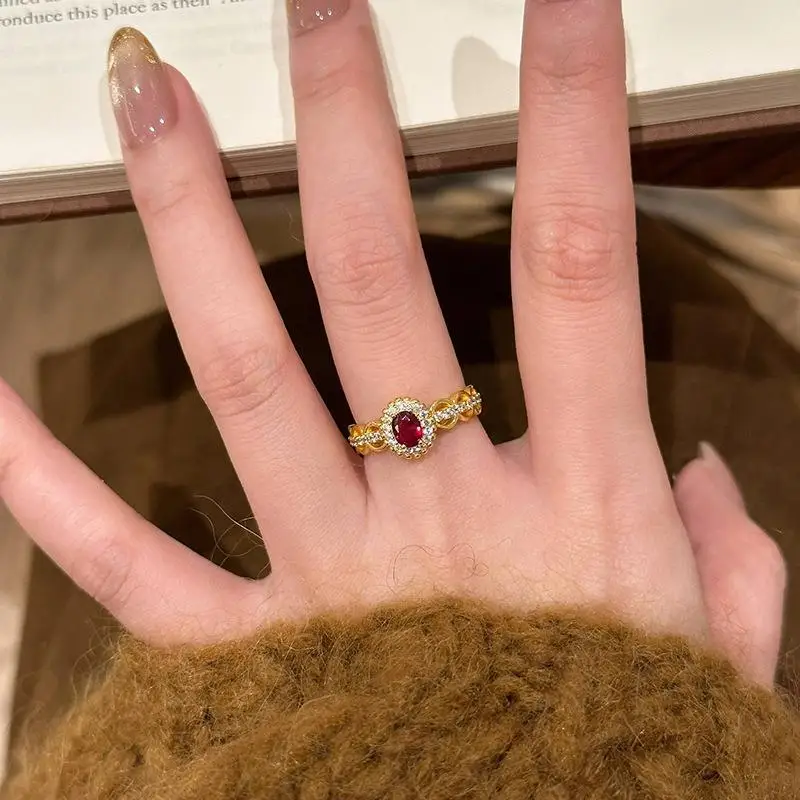 classics light luxury exquisite rings for women New in Retro palace style ruby ring wedding party fine jewelry
